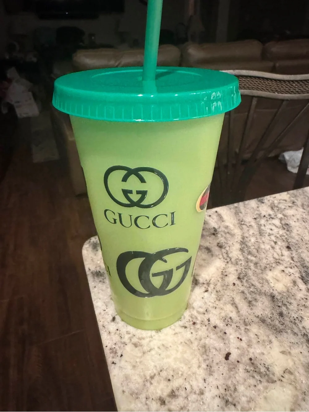 Gucci Betty Boop color changing Green Reusable Tumbler with Lid and Straw